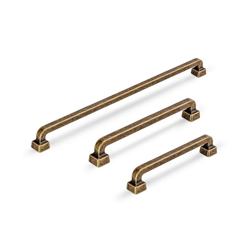 Worn Brass "Capri" Mission Drawer Pull - Forge Hardware Studio