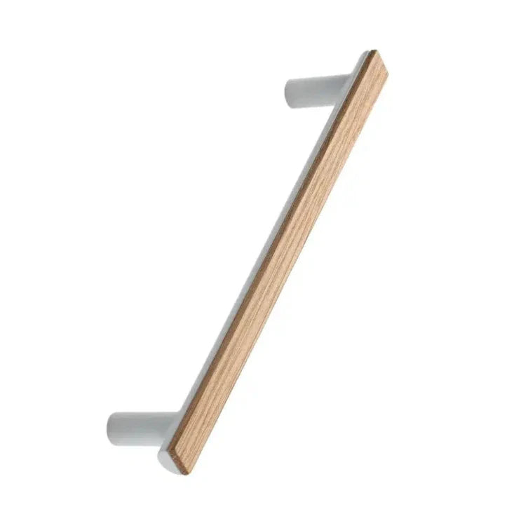 White and Wood "Bis" Cabinet Knob and Drawer Handle - Euro • Knobs