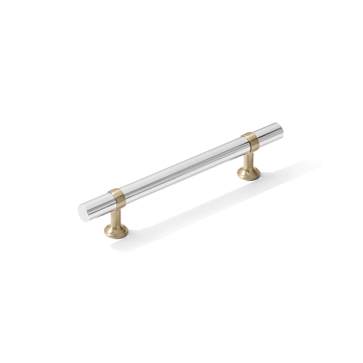 Smooth T-Bar "Contemporary" Champagne Bronze and Polished Chrome Knobs and Pulls