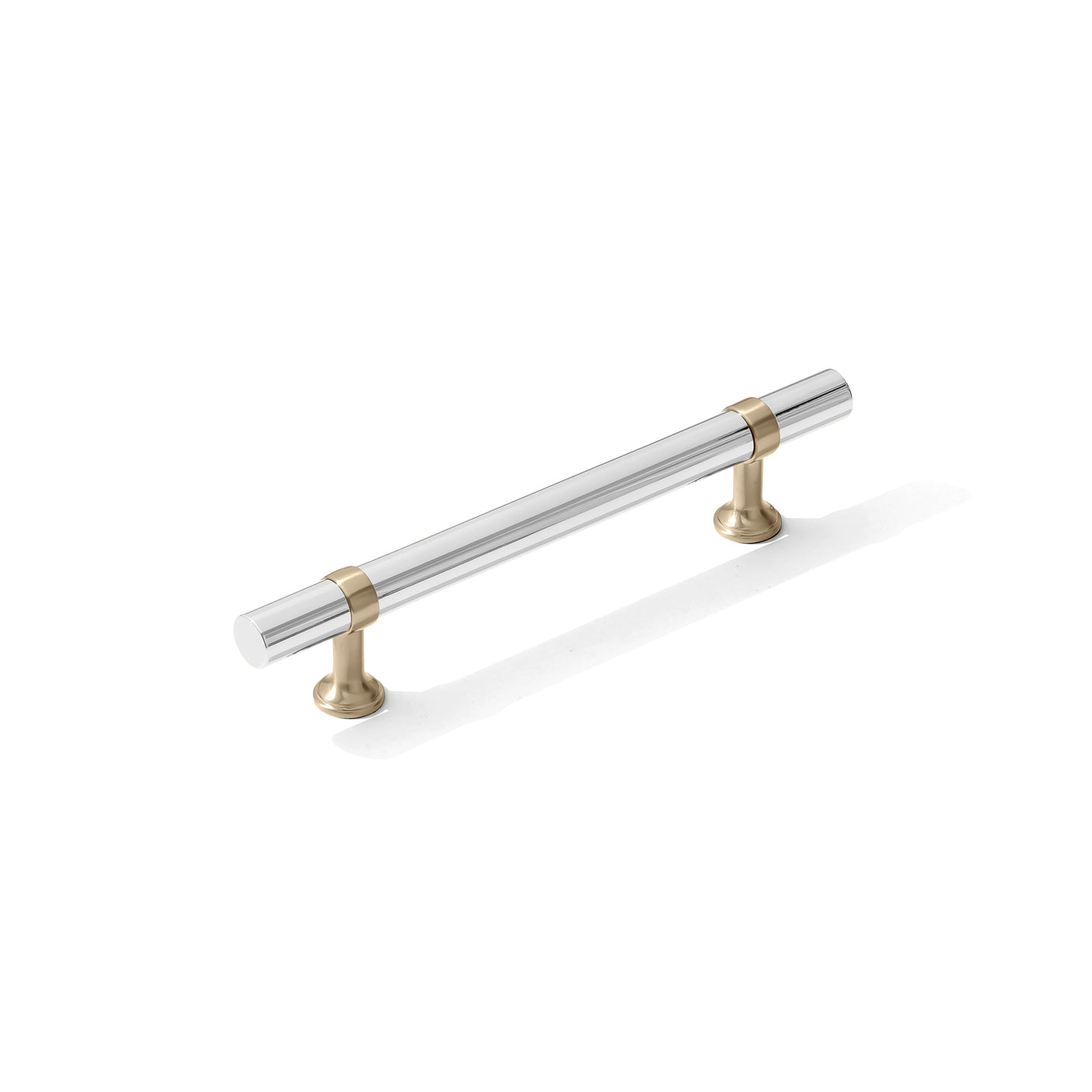 Smooth T-Bar "Contemporary" Champagne Bronze and Polished Chrome Knobs and Pulls