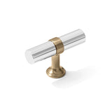 Smooth T-Bar "Contemporary" Champagne Bronze and Polished Chrome Knobs and Pulls