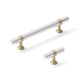 Smooth T-Bar "Contemporary" Champagne Bronze and Polished Chrome Knobs and Pulls