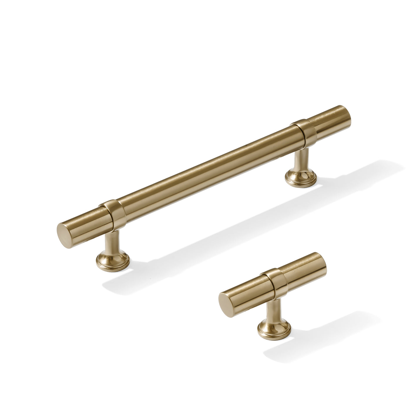 Smooth T-Bar "Contemporary" Champagne Bronze Knobs and Pulls