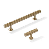 Smooth T-Bar "Contemporary" Champagne Bronze Knobs and Pulls
