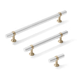 Smooth T-Bar "Contemporary" Champagne Bronze and Polished Chrome Knobs and Pulls