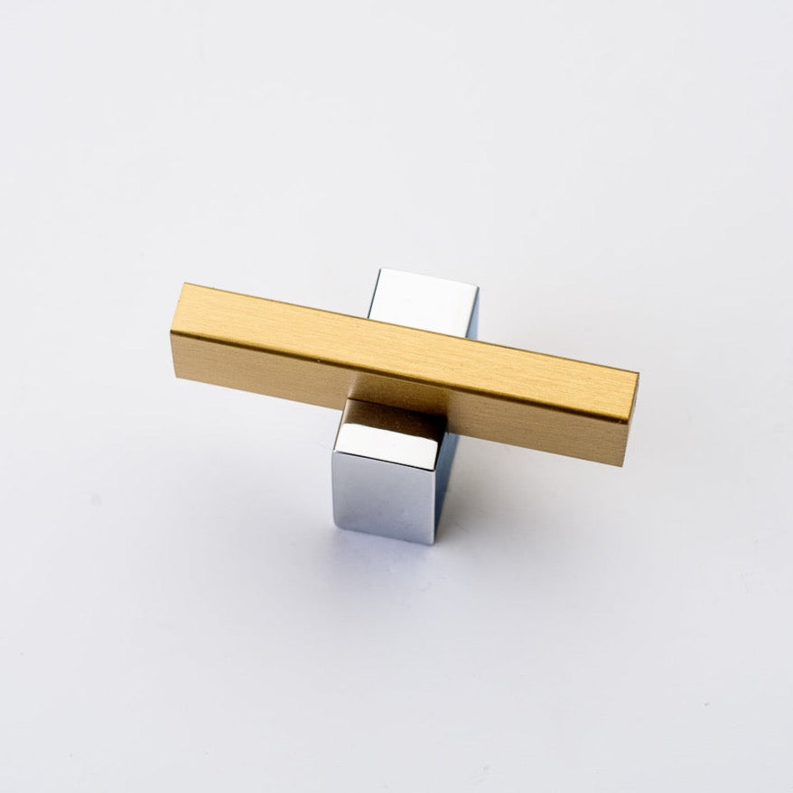 Lew's Two Tone Series Knobs and Handles Chrome and Brass - Forge Hardware Studio