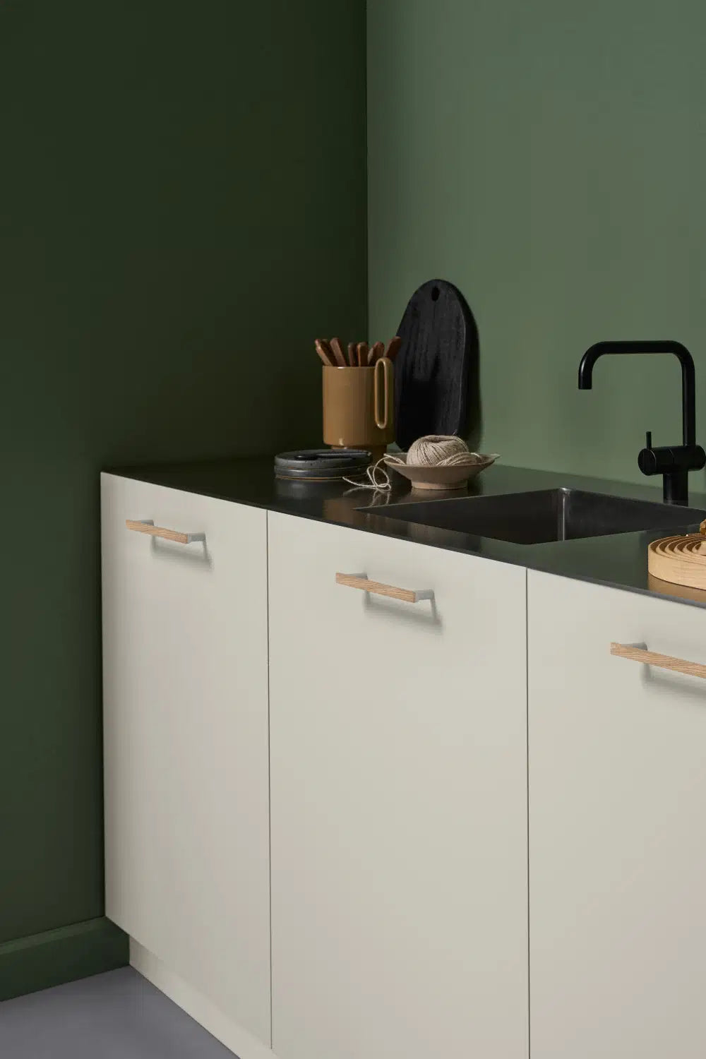 White and Wood "Bis" Cabinet Knob and Drawer Handle - Euro • Knobs