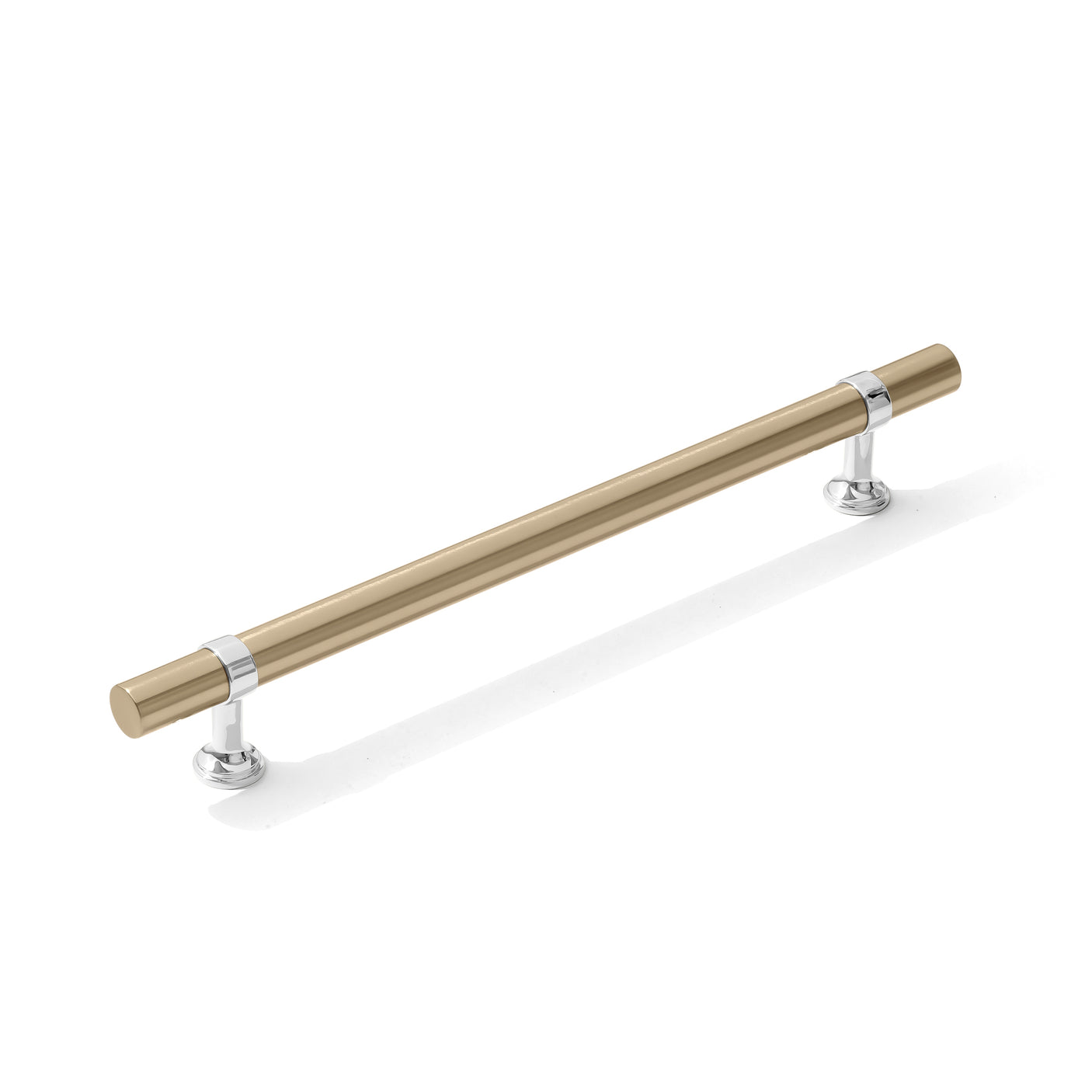 Smooth T-Bar "Contemporary" Polished Chrome and Champagne Bronze Knobs and Pulls