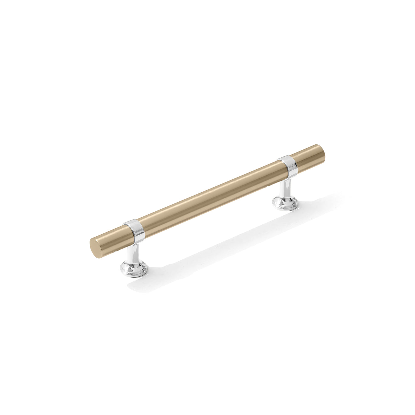 Smooth T-Bar "Contemporary" Polished Chrome and Champagne Bronze Knobs and Pulls