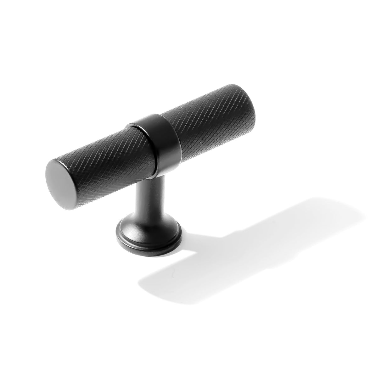 Knurled T-Bar "Contemporary" Matte Black Knobs and Pulls