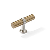 Smooth T-Bar "Contemporary" Satin Nickel and Champagne Bronze Knobs and Pulls