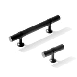 Knurled T-Bar "Contemporary" Matte Black Knobs and Pulls