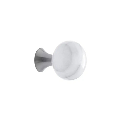 Round White Marble "Bead" Cabinet Knob - Euro • Knobs