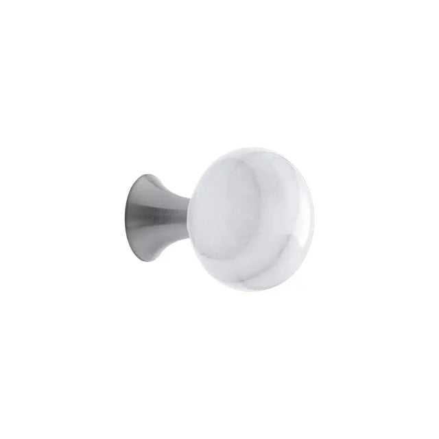 Round White Marble "Bead" Cabinet Knob - Euro • Knobs