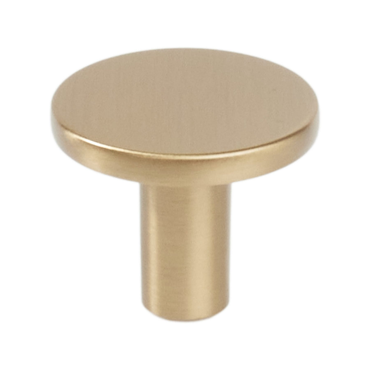 Gold cabinet knob on a white background