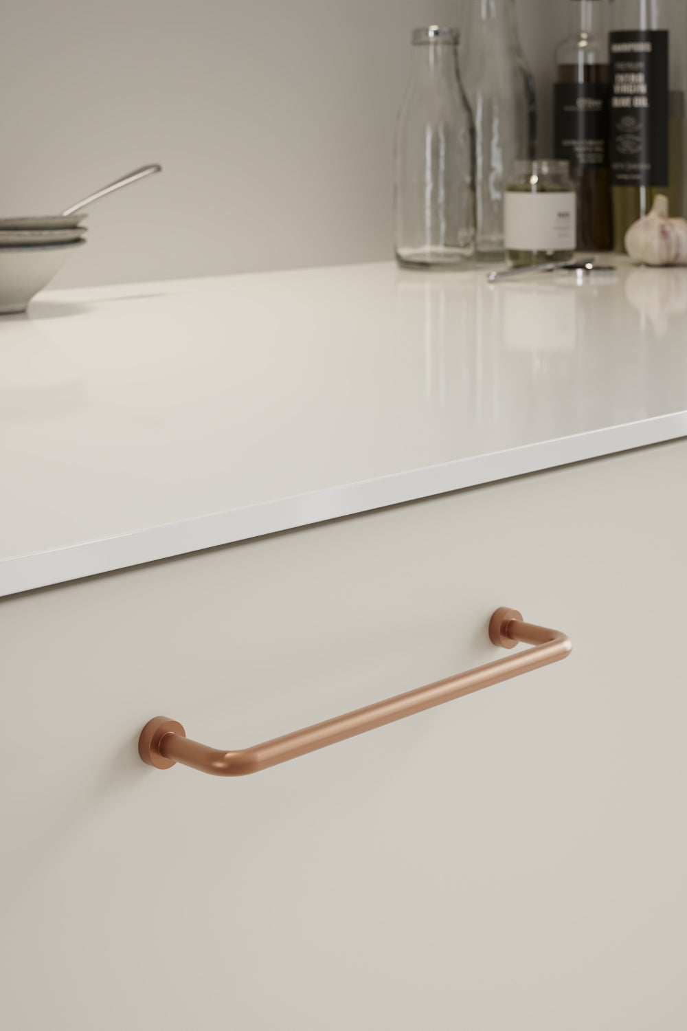 Brushed Copper "Lounge" Cabinet Knob and Wire Drawer Pulls - Euro • Knobs