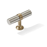 Smooth T-Bar "Contemporary" Champagne Bronze and Satin Nickel Knobs and Pulls