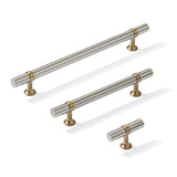 Smooth T-Bar "Contemporary" Champagne Bronze and Satin Nickel Knobs and Pulls