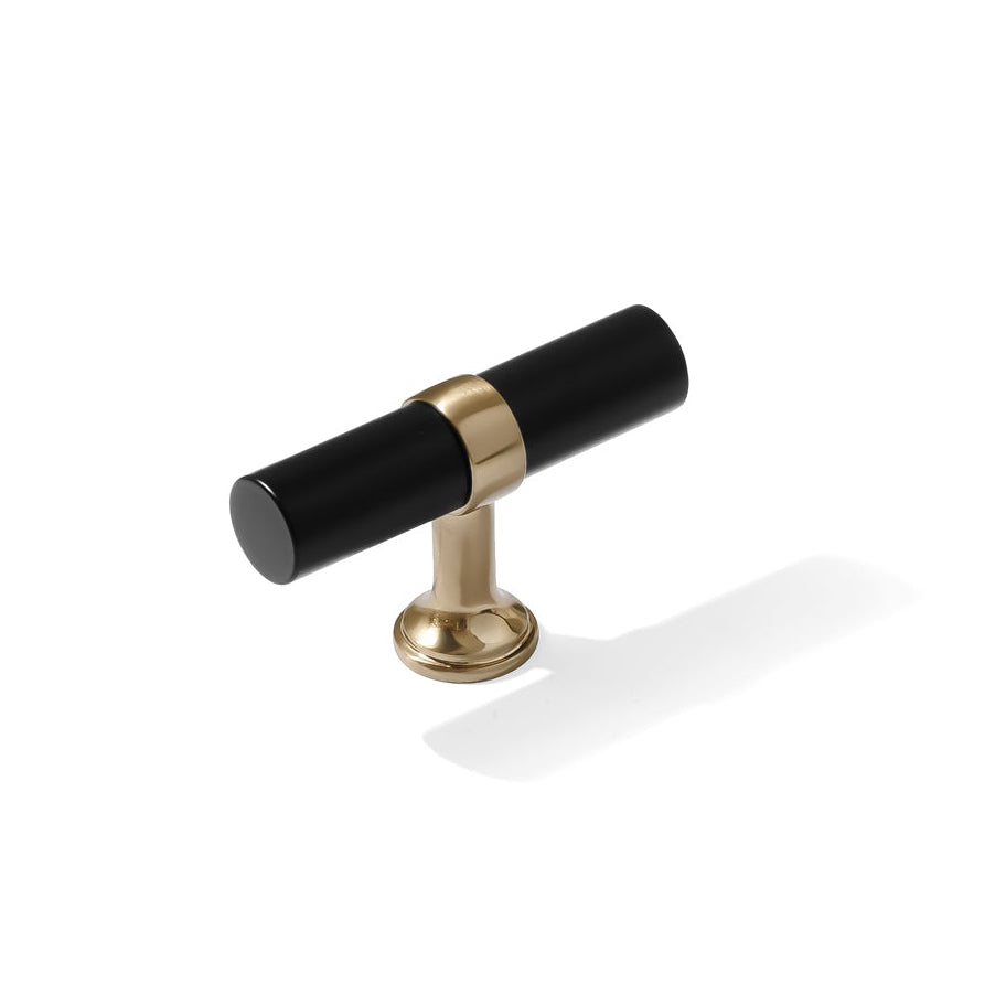 Smooth T-Bar "Contemporary" Champagne Bronze and Matte Black Knobs and Pulls