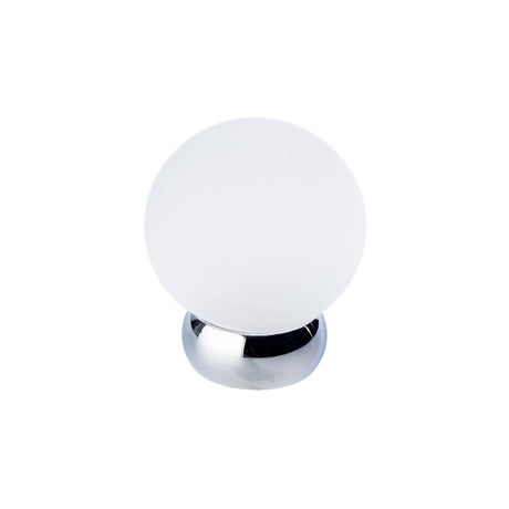 Round Lew's Hardware Chrome and Frosted Glass Cabinet Knob - Forge Hardware Studio