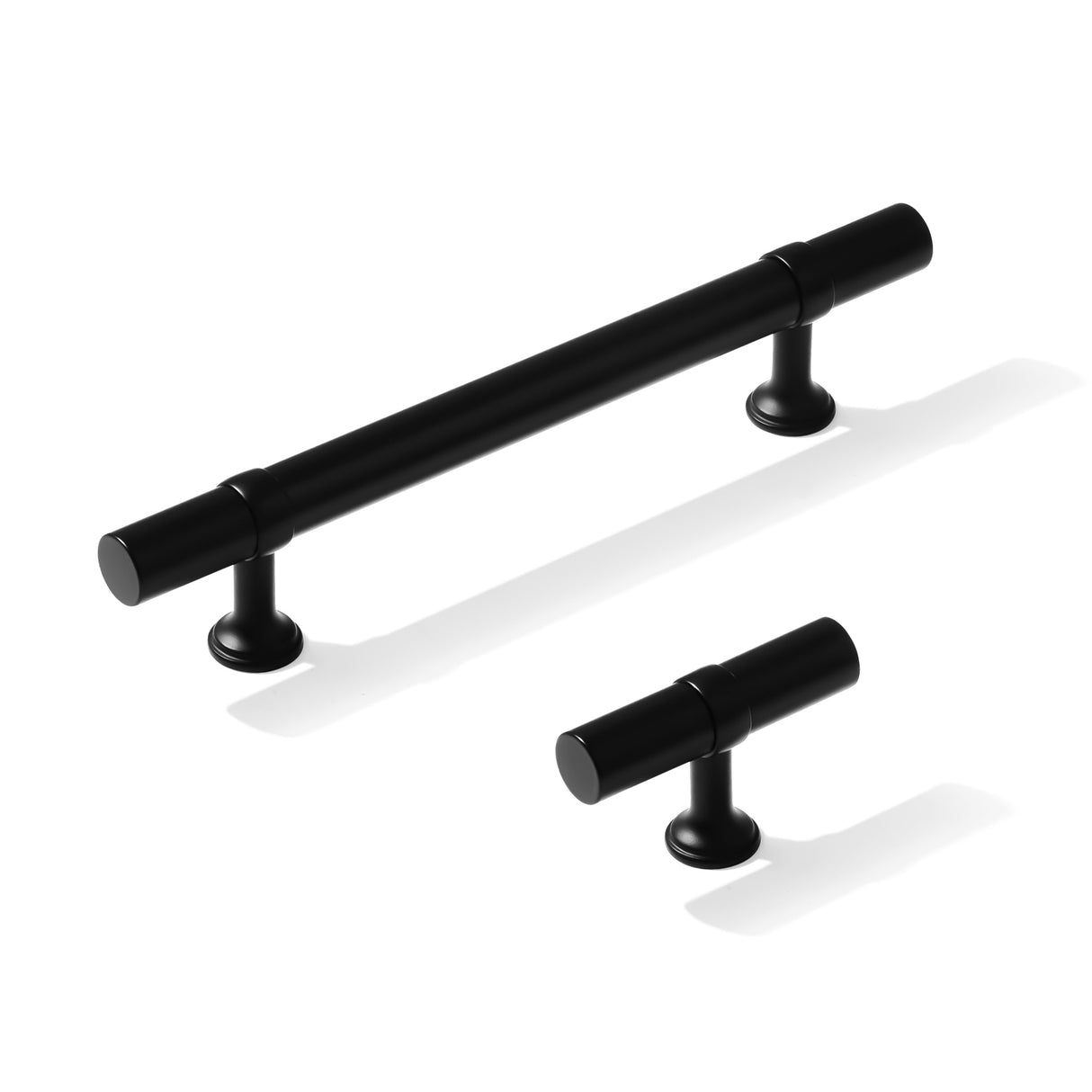Smooth T-Bar "Contemporary" Matte Black Knobs and Pulls