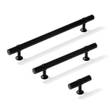 Smooth T-Bar "Contemporary" Matte Black Knobs and Pulls
