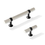 Knurled T-Bar "Contemporary" Matte Black and Polished Nickel Knobs and Pulls