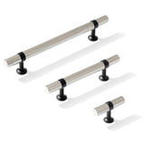 Knurled T-Bar "Contemporary" Matte Black and Polished Nickel Knobs and Pulls