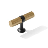 Knurled T-Bar "Contemporary" Matte Black and Champagne Bronze Knobs and Pulls