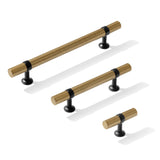 Knurled T-Bar "Contemporary" Matte Black and Champagne Bronze Knobs and Pulls