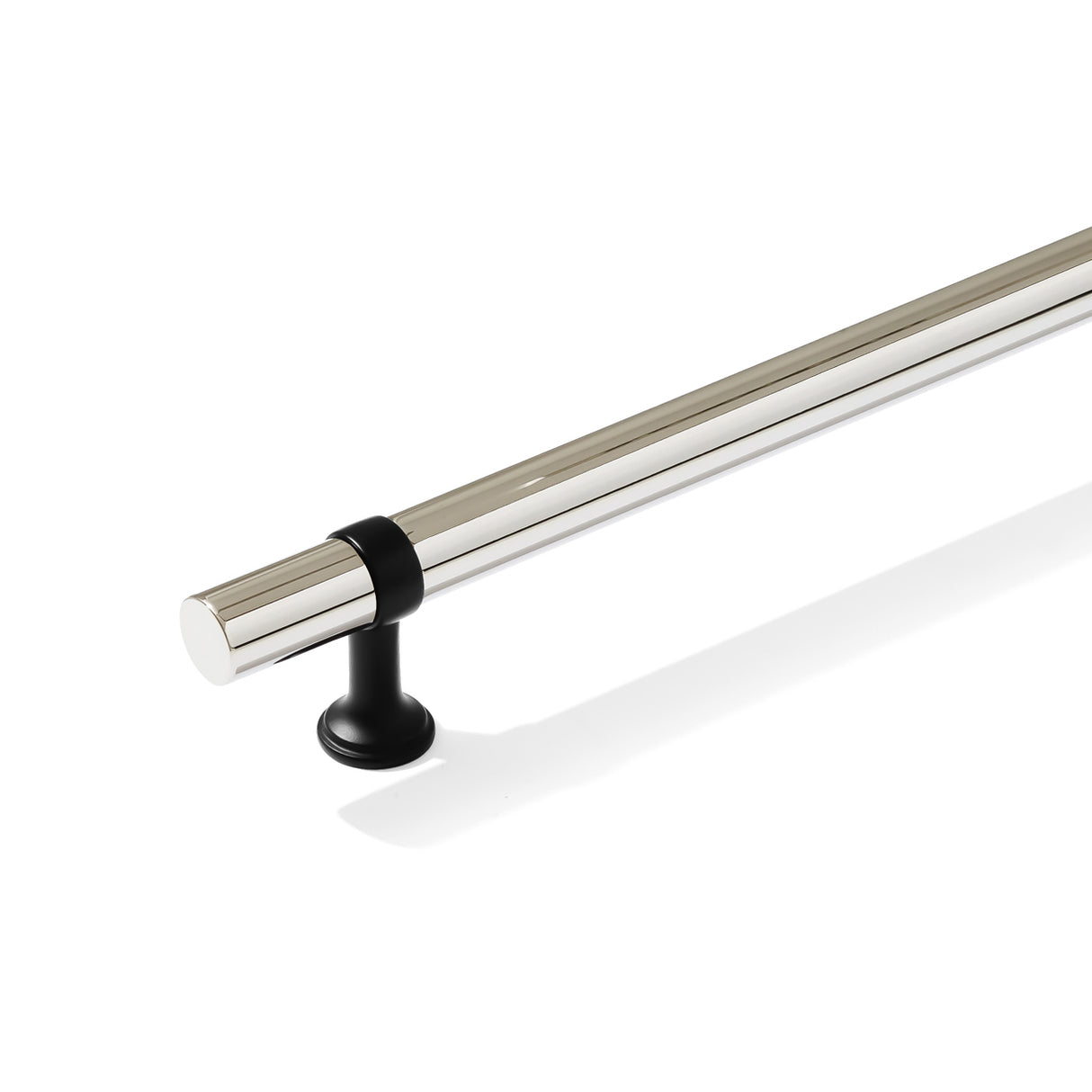 Smooth T-Bar "Contemporary" Matte Black and Polished Nickel Knobs and Pulls