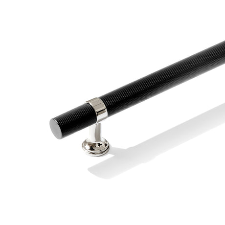 Polished Nickel and Matte Black Knurled "Contemporary" Glass Shower Door Handles - Forge Hardware Studio