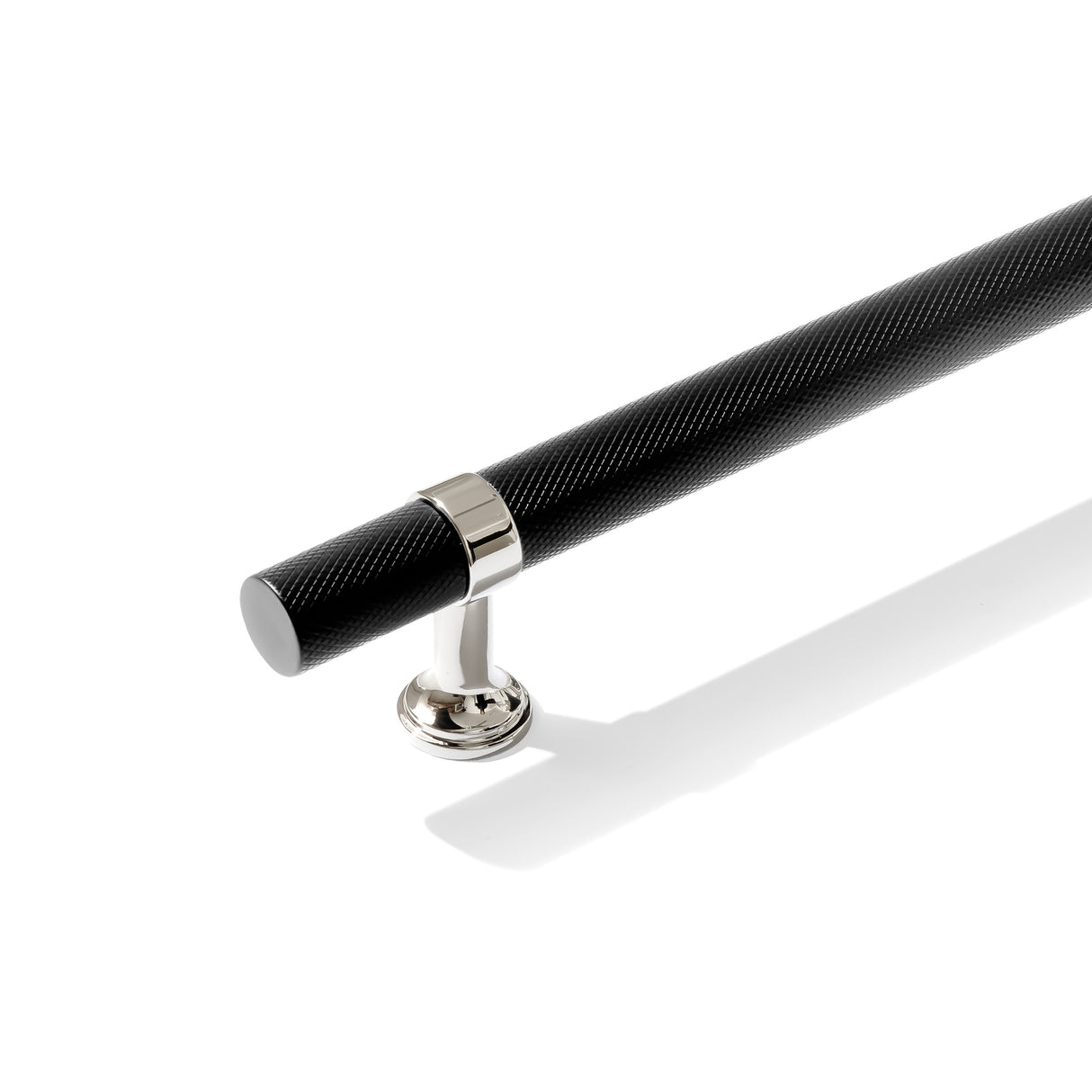 Knurled T-Bar "Contemporary" Polished Nickel and Matte Black Knobs and Pulls