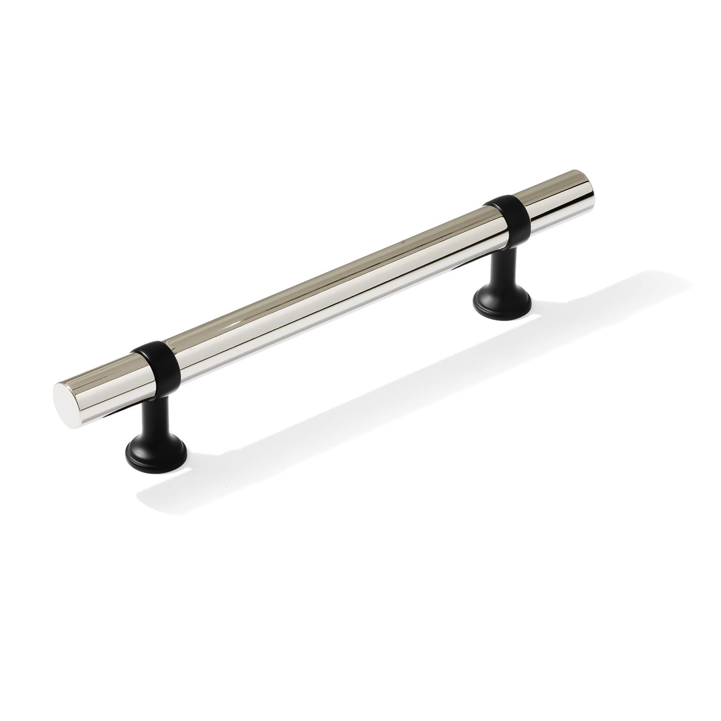 Smooth T-Bar "Contemporary" Matte Black and Polished Nickel Knobs and Pulls