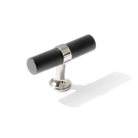Knurled T-Bar "Contemporary" Polished Nickel and Matte Black Knobs and Pulls