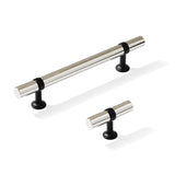 Smooth T-Bar "Contemporary" Matte Black and Polished Nickel Knobs and Pulls