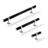Knurled T-Bar "Contemporary" Polished Nickel and Matte Black Knobs and Pulls