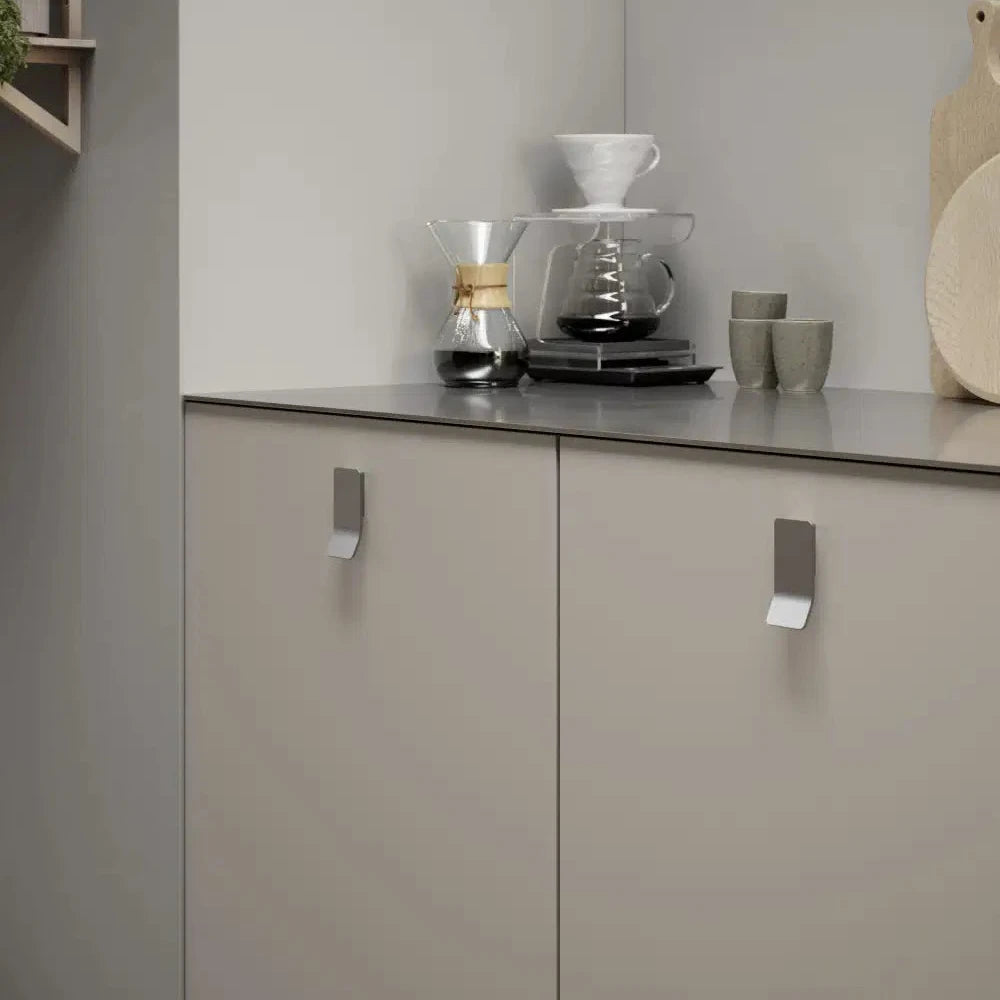 Satin Steel "Leaf" Tab Drawer Pulls - Forge Hardware Studio