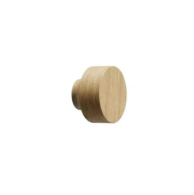 Round Wood "Row" Lacquered Oak Cabinet Knob - Forge Hardware Studio