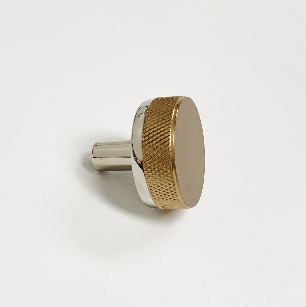 Knurled Select T-Bar Polished Nickel and Champagne Bronze Knobs and Pulls - Forge Hardware Studio