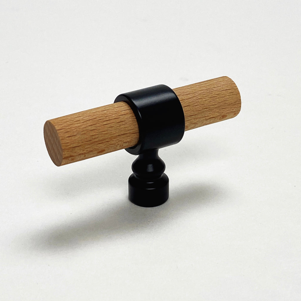 Wood and Black "Bank" Drawer Pulls and Cabinet Knobs - Forge Hardware Studio