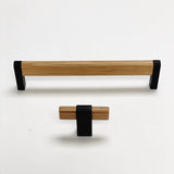 Black and Oak Wood "Crossing" Cabinet Knob and Drawer Handles - Forge Hardware Studio