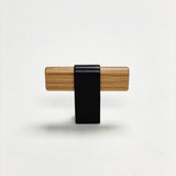Black and Oak Wood "Crossing" Cabinet Knob and Drawer Handles - Forge Hardware Studio