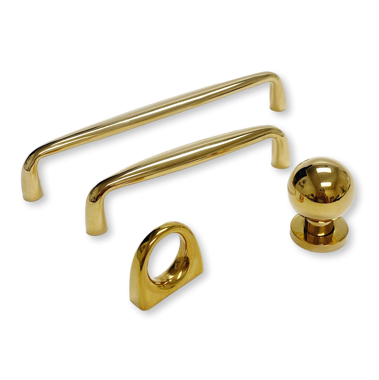 Omni Cabinet Knobs and Drawer Pulls in Polished Unlacquered Brass - Forge Hardware Studio