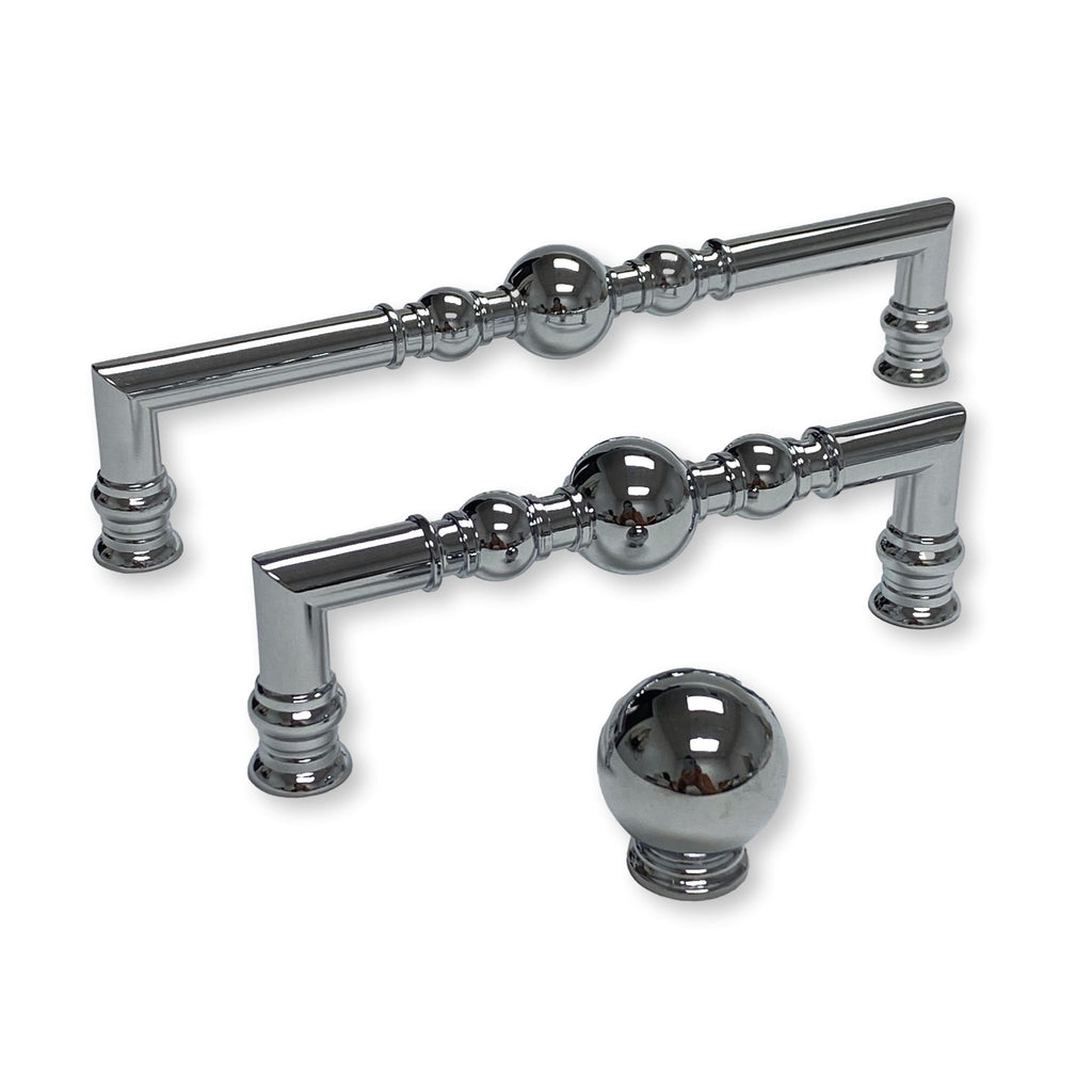 Polished Chrome “Kira” Cabinet Ball Knob and Drawer Pulls - Forge Hardware Studio