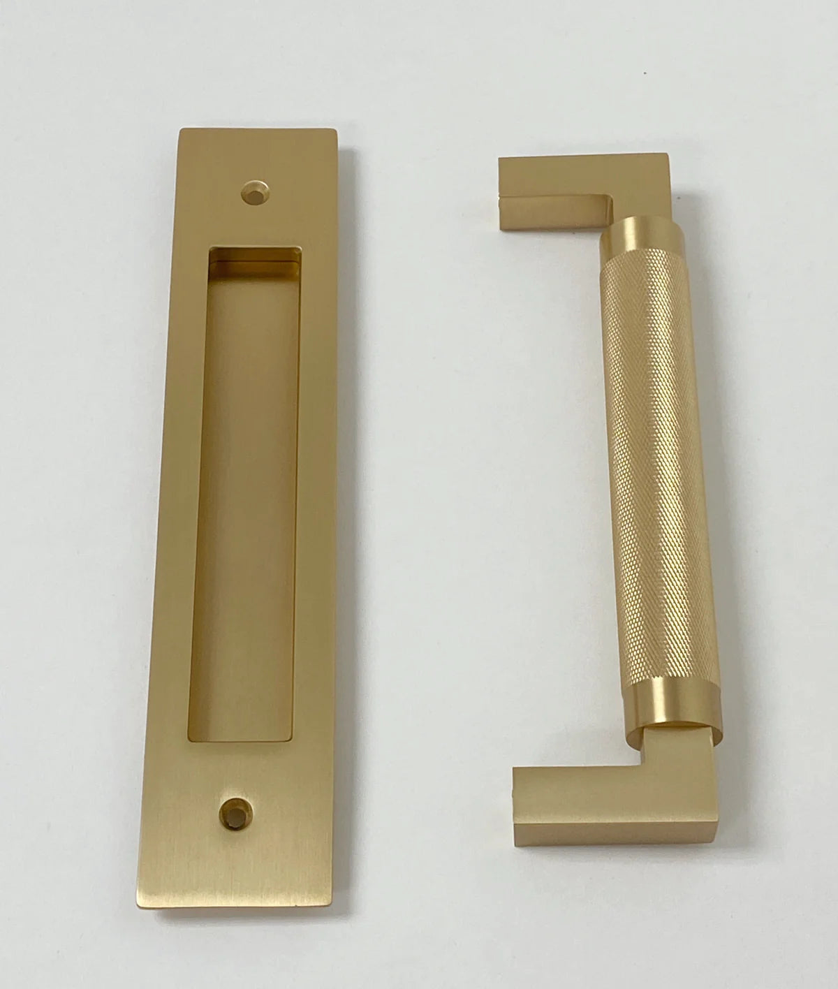 Door Flush Knurled "Helix" Pull and Handle Front and Back Hardware for Interior Doors - Forge Hardware Studio