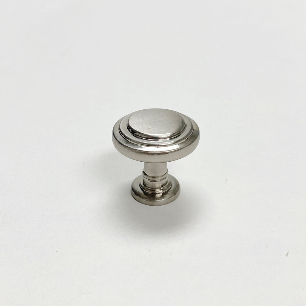 Brushed Nickel "Ridge" Round Cabinet Knob and Drawer Pulls - Forge Hardware Studio