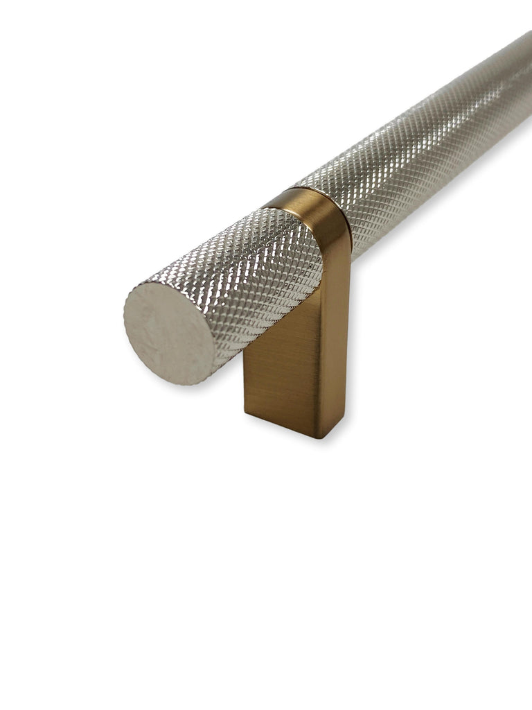 Knurled Select T-Bar Champagne Bronze and Polished Nickel Knobs and Pulls - Forge Hardware Studio