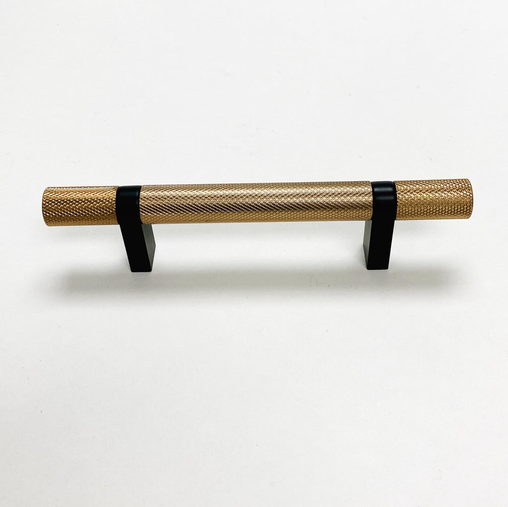 Knurled Select T-Bar Champagne Bronze and Matte Black Knobs and Pulls - Forge Hardware Studio