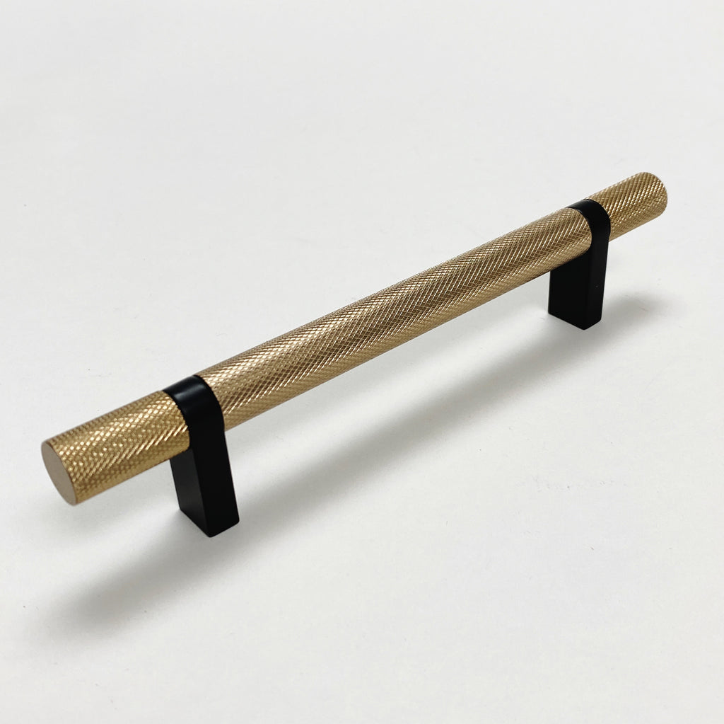 Knurled Select T-Bar Champagne Bronze and Matte Black Knobs and Pulls - Forge Hardware Studio